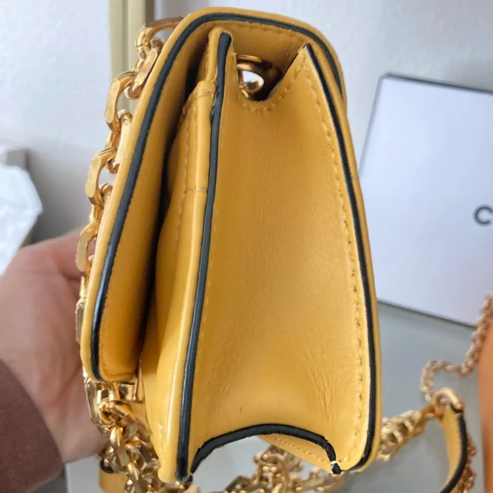 50% off SALE Moschino Mustard Quilted Chain Crossbody Bag - Picture 6 of 13